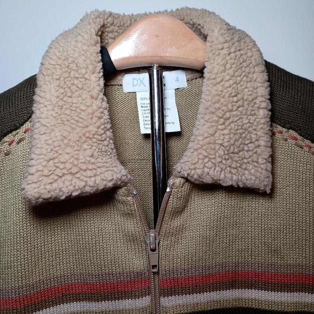 Deux par Deux Boys Sherpa Collar Zip Sweater Size 4 EUC Fall Jacket - Picture 10 of 10